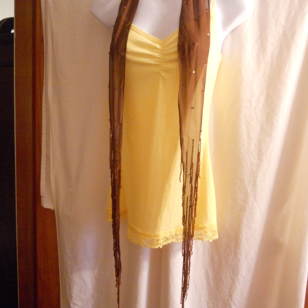 Brown Fabric Beaded Sequin Embellished Scraf/Belt